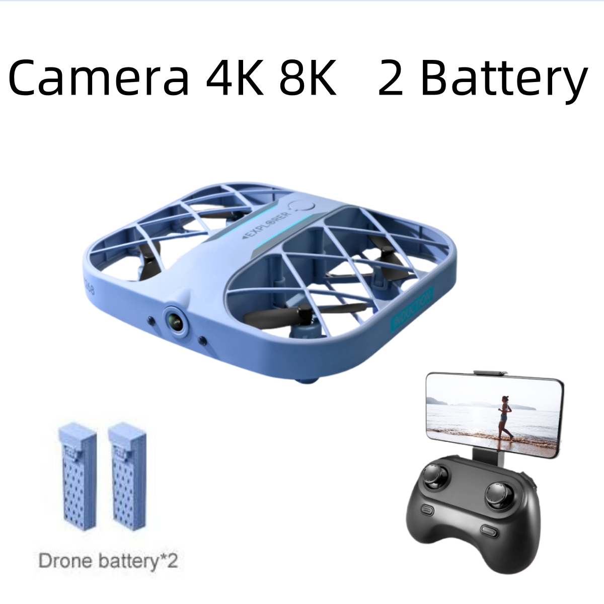 Drone Battery Box - JJRC H107 FPV RCドローン（バッテリー2個付き）、8K/4Kカメラ搭載クアッドコプター、リモコン付きドローン、クリスマスプレゼントに最適
