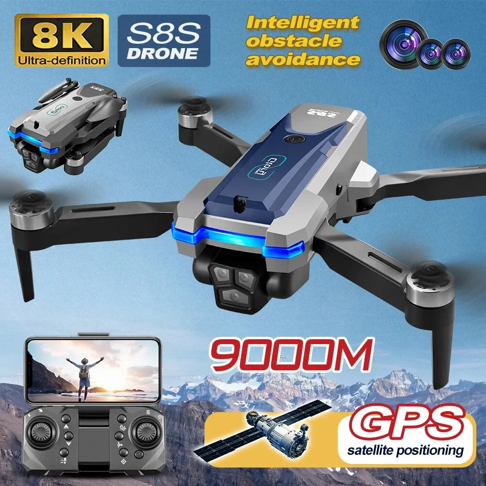 Drone Battery Box - 折りたたみ式リモートコントロールドローンRCS8S GPS,5g wifi,8k hdデュアルESCカメラ,オプティカルフロー,360 ° 障害物回避,ブラシレスモーター,9000m